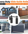 Sliding Gate Roller Guide Kit With Heavy Duty 6 Inch Adjustable Nylon Wheels And Rust Proof L Bracket For Sliding Gates Wood Or Garage Doors Black Finish Durable Hardware Set For Easy Mounting And Smooth Operation