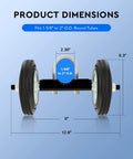 Dimensions of 6" Heavy Duty Sliding Gate Wheel for Metal Tube Gate, chain link fence wheel with dual rubber wheels, and zinc-plated bracket.