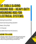 Image of T&T Tools heavy-duty sliding ground rod with instructions for electrical grounding systems, featuring a blue handle and steel rod.