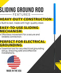 Heavy Duty Sliding Ground Rod With Handle For Outdoor Grounding Systems, blue handle, one half inch steel rod from T and T Tools