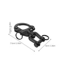 Black stainless steel quick-release snap shackle with swivel eye for marine rigging
