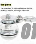 Pulley Hook (1Tons/2,200 LBS) Snatch Block with Hook close-up, showing dual steel wheels and zinc coating, side view, text overlayed
