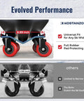 Heavy duty snowmobile dolly set of 3 with 3 inch caster wheels, V slide steel dollies with full rubber ski pads, image comparison.