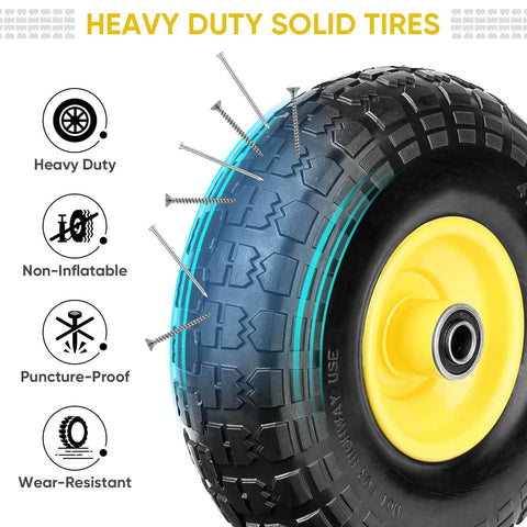 ✝️ 4.00-6 tire and wheel flat free, 2 pack 13" solid tires with 5/8" axle bore hole; heavy duty, puncture-proof design