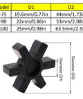 Heavy Duty Spider Flexible Rubber Inserts For L075 L090 L100 Couplings Black 12 Pack Size Chart and Single Insert