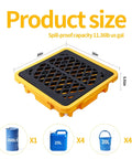 Heavy Duty Spill Containment Pallet With Drain For Industrial And Outdoor Use 26.4 By 26.4 By 6 Inches Anti Slip Leakproof Detachable Plastic Tray 43L Capacity Holds 200L Buckets Cjgyz
