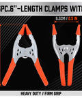 6 Piece 6 Inch Heavy Duty Spring Clamps with 2.5 Inch Jaw Opening, Durable Nickel Plated Steel Construction, Rust Resistant