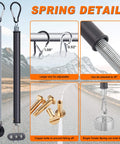 15 Foot Air Line Hose Kit 3 In 1 Heavy Duty Assembly For Truckers And Fleets With Gladhand Holder Extension Handles Tender Spring Kit And 7 Way Trailer Socket Ready To Roll Includes ABS Wrap Cord Aluminum Gladhands And Stainless Hanger Bracket with extension spring details and copper bolts.