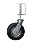 Heavy Duty Flat Free Spring Gate Caster With Universal Mount Eight Inch Wheel 220 Pound Load Capacity And Automatic Height Adjustment