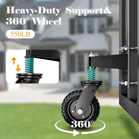 Heavy Duty Gate Wheel 6 Inch For Metal Tube Gates And Wooden Doors With 360 Degree Rotation Spring Loaded Caster 550 Lb Capacity
