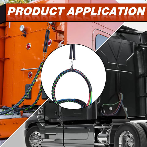 Heavy Duty Dual Tender Spring Kit With Trailer Hose Holder For Semi Truck Air Lines 3 In 1 Holder System Keeps Hoses And Cables Tight And Protected On Truck Trailer And Tractor Applications installed on semi trucks