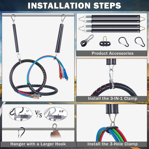 Heavy Duty 2 Pack 16 Inch Double Tender Spring Kit With 3-In-One Hose Holder And 3-Hole Clamp For Semi Trucks And Trailers
