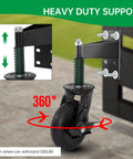 Two-Piece 6-Inch Heavy Duty Gate Wheels With Spring Loaded Caster Kit installed on gate showing 360-degree swivel