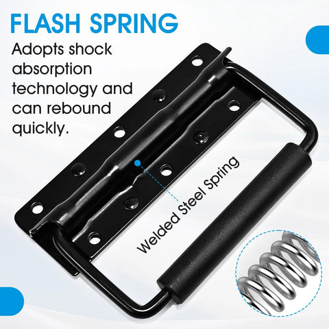 Two Pack Heavy Duty Spring Loaded Surface Mount Handles with steel spring design for tool boxes and cabinets, ambidextrous grip.