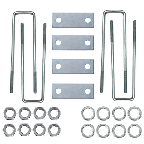 Heavy Duty 4 Pack Square Bend U Bolt Kit 3.5 Inch Width By 16 Inch Length With Nuts And Frame Plates For Automotive And Trailer Mounting Hardware