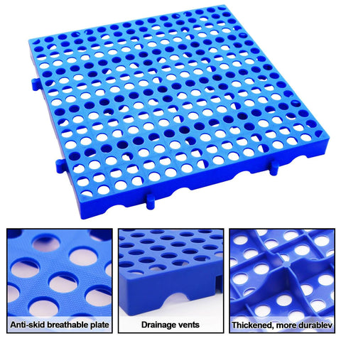 Heavy Duty Plastic Pallets 3 Pack Tough As Nails 11.8 x 11.8 x 1.8 Inches Waterproof Ventilated Grid Design Stackable
