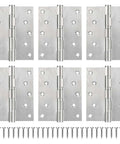 Beefy Heavy Duty Stainless Steel Ball Bearing Door Hinges 5 By 4 Inch 6 Pack For Interior And Exterior Doors Includes Screws Silver