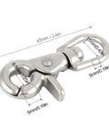 Close-up of stainless steel trigger swivel snap hook with polished finish, 65mm length.