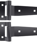 Heavy Duty 5 Inch Stainless Steel Strap Tee Hinge Black Finish, 2 Pack, 300 Series, For Garage Doors, Barn Doors
