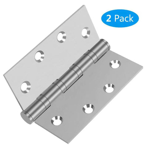 Heavy Duty 304 Stainless Steel Door Hinges Four And One Half Inch By Four Inch Ball Bearing Full Mortise Square Corner Two Pack