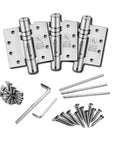 Three-pack of 4.5 inch heavy duty commercial self closing door hinges in stainless steel with a satin brushed finish, UL listed and fire rated, fully adjustable closing force and speed, ADA compliant with optional hold open for reliable, safe access.