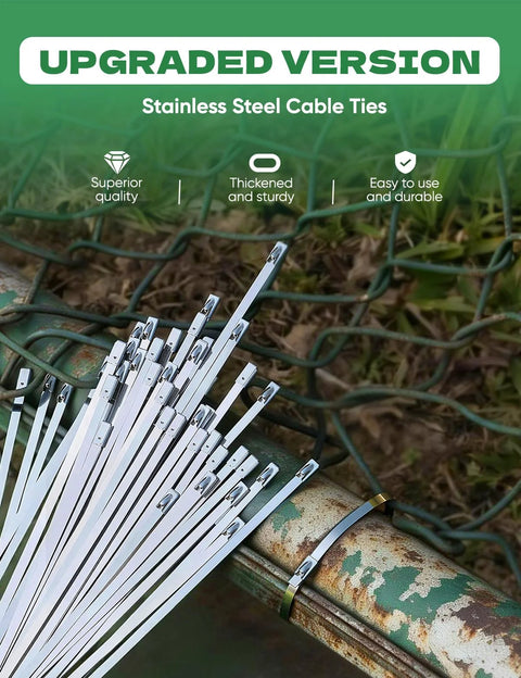 Heavy Duty Stainless Steel Fence Ties 11.8 Inch For Chain Link Fence Chicken Coop Dog Fence Outdoor Fencing And Thermal Insulation