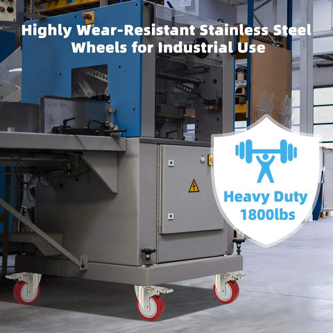 Stainless steel 4 inch heavy duty caster wheels with brakes, 304 rust proof swivel casters designed for industrial use.