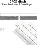 Illustration of Heavy Duty Stainless Steel Piano Hinges 2 Pack 6 Inch Long With 2 Inch Open Width Pre Drilled Holes And Screws