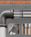 Heavy Duty Pro Grade 9 Piece Pipe Extractor Set For Damaged Pipes From One Eighth Inch To One Inch With Anti Slip Grip And Storage Case Deep Cut Thread Design For Secure Purchase On Broken Or Stripped Threads In Tight Spaces, showing stainless steel extractor on pipe