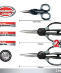 Heavy Duty Scissors Set Of 3 Commercial Grade Stainless Steel Shears For Office Crafting Sewing And Home Use with ergonomic grips