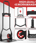 Heavy-Duty Steel Folding Hand Truck, 180LB Capacity Dolly cart with Telescoping Handle, industrial utility cart details