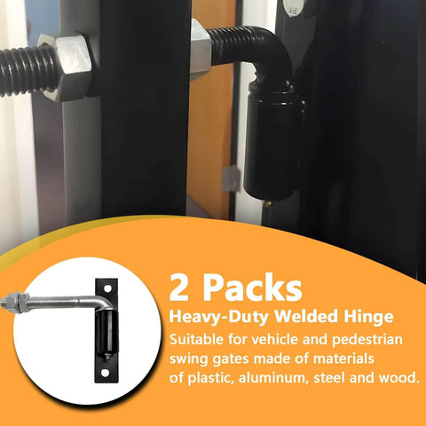 2 Pack Steel J Bolt Hinges With Plate Heavy Duty Welded Hinges For Doors Gates And Driveway Gates close-up view
