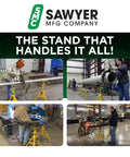 Folding V Head Pipe Stand - Heavy Duty Steel Tripod Welding Jack Stand for Pipe Support in industrial use setup