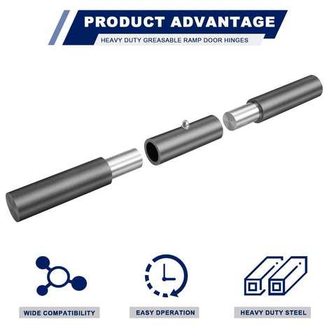 Exploded view of 4 Pack Weld On Trailer Ramp Hinge 10 Inch Heavy Duty Weldable Steel Ramp Hinge for gate, door, and trailer applications.