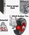 8 Inch Rolling Gate Wheels With Double U Bolts Heavy Duty Gate Rollers showing side view, steel plate, rubber tire, and bearings.