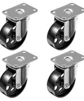 4 Pack Heavy Duty Large Steel Swivel Caster Wheels 3.5 Inch No Brake 350 Lb Capacity Each With 2.5 X 3.5 Plate