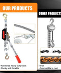 Heavy Duty Wire Rope Puller With Double Hook Lifting Tool Mini Tightener 4T Compact Hand Power Puller in steel with red grip