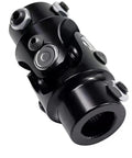 Close-up of the Beefed Up Heavy Duty Steering Shaft Universal U Joint Coupler in black 40Cr steel, 3/4 inch DD spline, 83mm length.