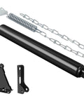 Storm Door Closer, Heavy Duty Screen Door Closers with Protector Chains Spring, Storm Door Bracket Kit Compatible with Andersen/Emco/Larson/40201 (Closer and Chain, 1 Pack(Black)) components including cylinder, chain, brackets, and screws.