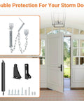 Storm Door Closer, Heavy Duty Screen Door Closers with Protector Chains Spring, Storm Door Bracket Kit Compatible with Andersen/Emco/Larson/40201 (Closer and Chain, 1 Pack(Black)) parts diagram