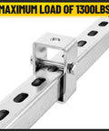 Heavy-duty galvanized channel trolley track hanger bracket for 1-5/8 inch UNISTRUT systems supporting metal channel