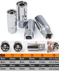 Heavy Duty Stud Extractor Set For Broken Stud Removal, 4 Piece Metric Stud Remover Kit with various socket sizes shown