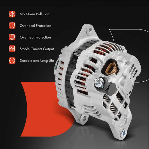 Drop-In Heavy Duty Alternator Replacement For Subaru Outback And Legacy 2010 2011 2012 2.5L, 12V 110A With Six Groove Pulley, Clockwise Rotation, Plug And Play Fit, Compatible With A003TG6191 And A003TG6191ZC, Reference Numbers 11409N 11409 2104309, front view