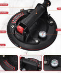Heavy Duty Vacuum Suction Cup Lifter For Glass And Large Appliances With Pressure Gauge showing handle, plunger, and gauge close-up