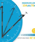 Third Hand Support Pole Heavy Duty, Cabinet Jacks for Installing Cabinets with 154 LBS Capacity angled view with load details