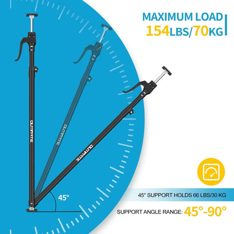 Third Hand Support Pole Heavy Duty, Cabinet Jacks for Installing Cabinets with 154 LBS Capacity angled view with load details