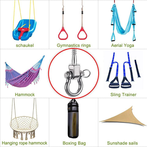 Heavy Duty Swing Hangers Stainless Steel 2 Pack 1800 Lb Capacity Indoor Outdoor with attachments for various activities