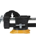 4-Inch Bench Vise for Workshop Use With 270-Degree Swivel Base, Heavy Duty 4-Lug Base, side view