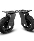 ✝️ Swivel heavy duty caster wheel, 6 inch*2, 800lb capacity, black rim, solid rubber, cast iron, outdoor, flat free for carts