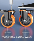 4 Inch Heavy Duty Stem Caster Wheels Set Of 4 With Dual Locking Brakes For Cart And Furniture, 2000 Lb Total Capacity, Threaded Stem Half Inch 13 By 1 installation methods shown.
